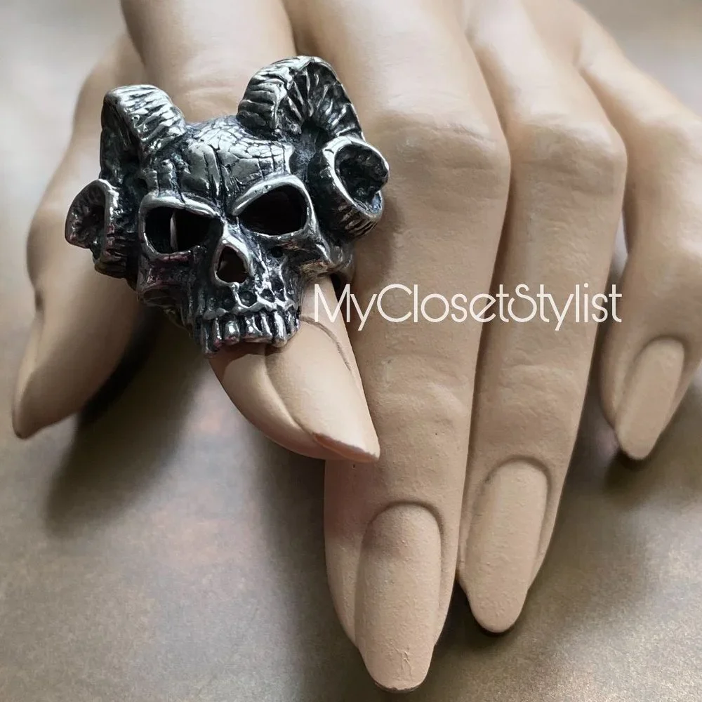 Ram Skull Rock Revival MADE IN ENGLAND Biker Moto Gothic Ring! mens RARE ONLY 1!